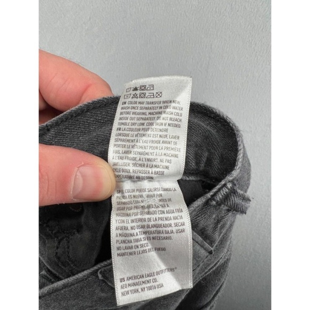 American Eagle Jeans Womens Size 2 Mom Jean Black Destroyed Ripped High Rise - Picture 11 of 12